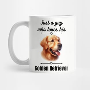 Just a guy who loves his Golden Retriever, black text Mug